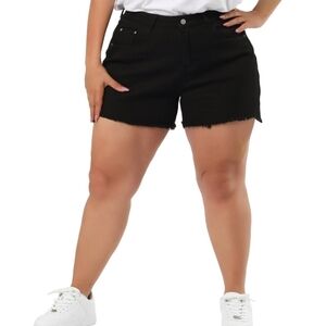 Agnes Orinda Black 5 Pocket Cut Off Jean Shorts Size 2X